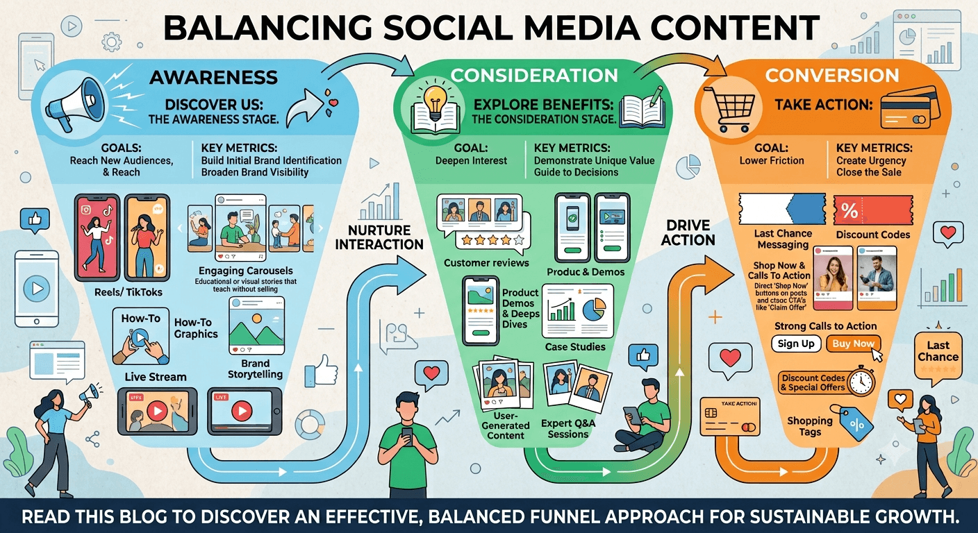How Should You Balance Awareness, Consideration and Conversion Content on Social Media?